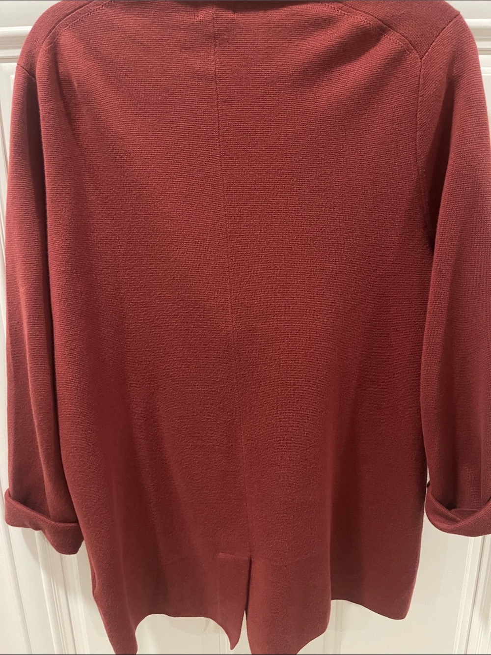 J. Crew Factory Rust Red Knit open front Blazer Jacket Cardigan two button sz M - Picture 9 of 10